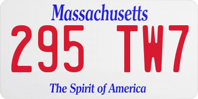 MA license plate 295TW7
