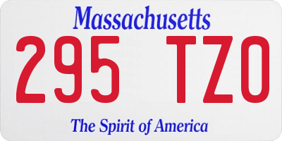 MA license plate 295TZ0