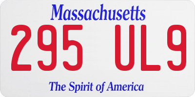 MA license plate 295UL9