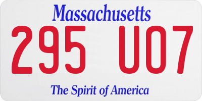 MA license plate 295UO7