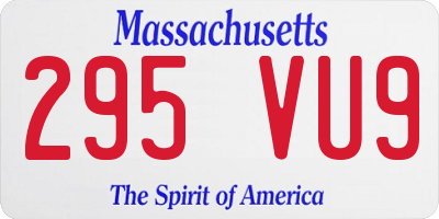 MA license plate 295VU9