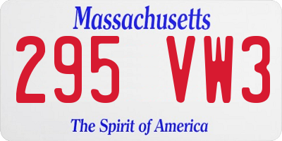 MA license plate 295VW3