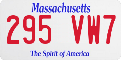 MA license plate 295VW7