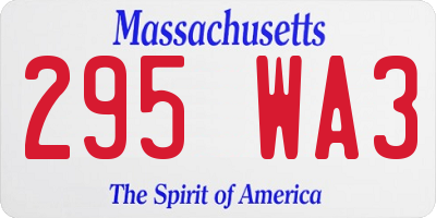 MA license plate 295WA3