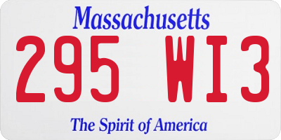 MA license plate 295WI3