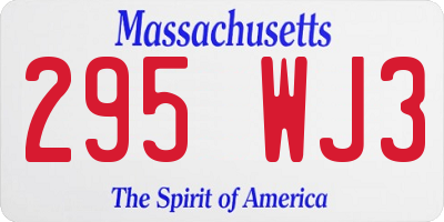 MA license plate 295WJ3