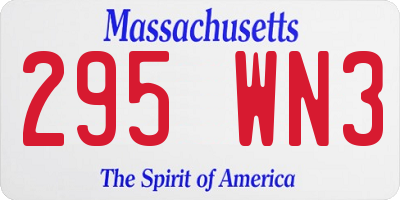 MA license plate 295WN3