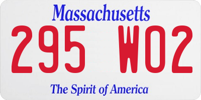MA license plate 295WO2