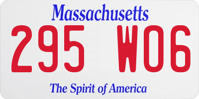 MA license plate 295WO6