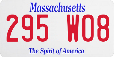 MA license plate 295WO8