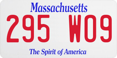 MA license plate 295WO9