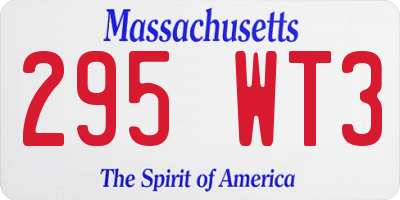 MA license plate 295WT3