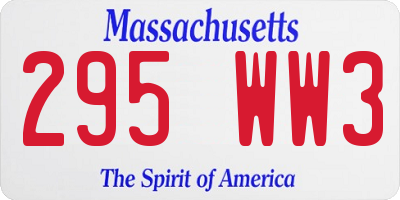 MA license plate 295WW3