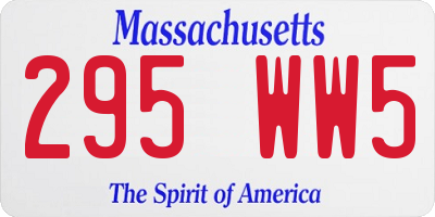 MA license plate 295WW5