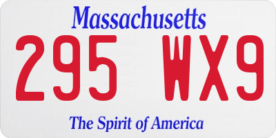 MA license plate 295WX9