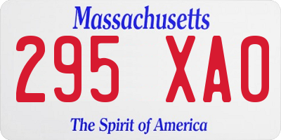 MA license plate 295XA0