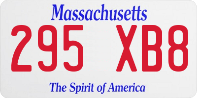 MA license plate 295XB8