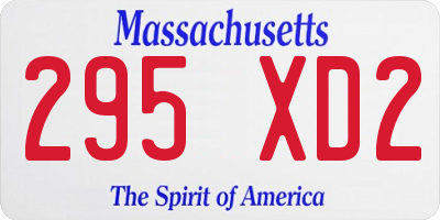 MA license plate 295XD2