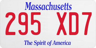 MA license plate 295XD7