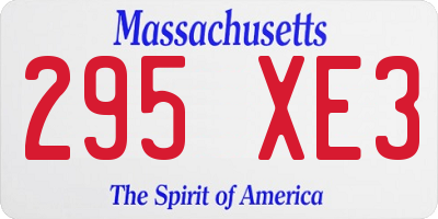 MA license plate 295XE3