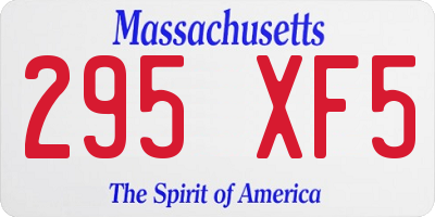MA license plate 295XF5