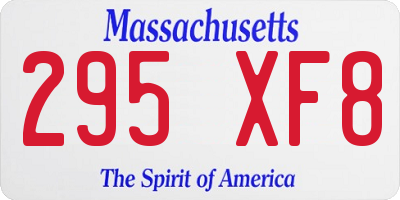MA license plate 295XF8