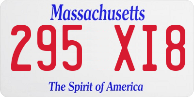 MA license plate 295XI8