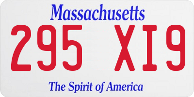 MA license plate 295XI9