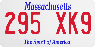 MA license plate 295XK9