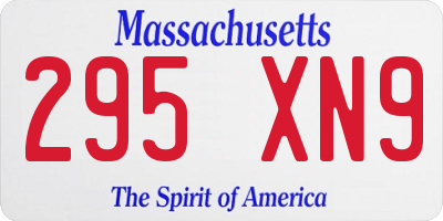 MA license plate 295XN9