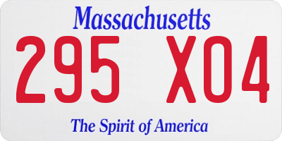 MA license plate 295XO4