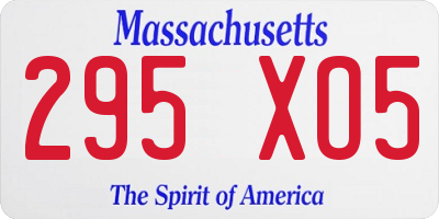 MA license plate 295XO5