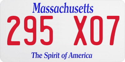 MA license plate 295XO7