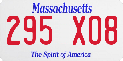 MA license plate 295XO8
