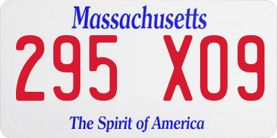 MA license plate 295XO9