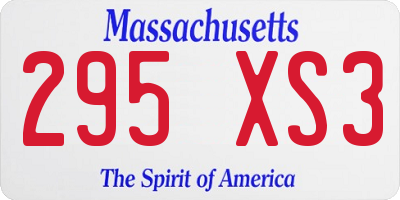 MA license plate 295XS3