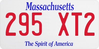MA license plate 295XT2