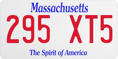MA license plate 295XT5