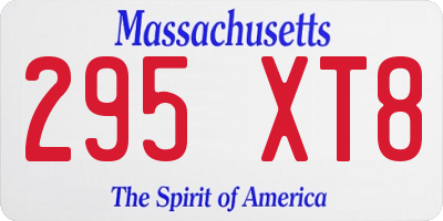 MA license plate 295XT8