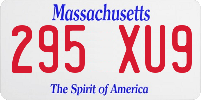 MA license plate 295XU9