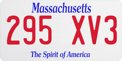 MA license plate 295XV3