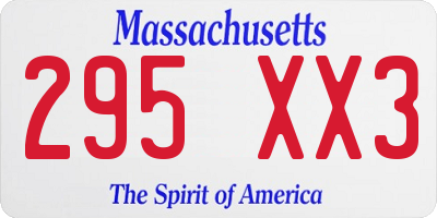 MA license plate 295XX3