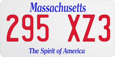 MA license plate 295XZ3