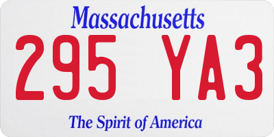 MA license plate 295YA3