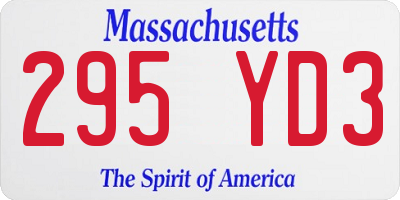 MA license plate 295YD3