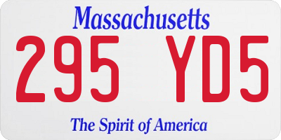 MA license plate 295YD5