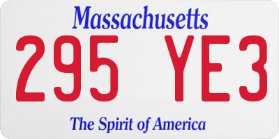 MA license plate 295YE3