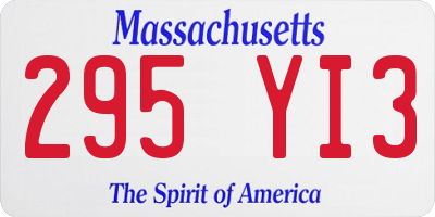 MA license plate 295YI3