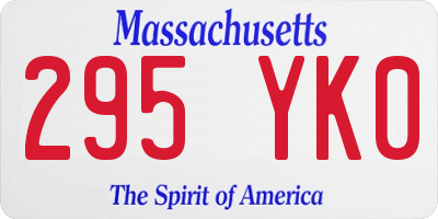 MA license plate 295YK0