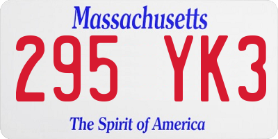 MA license plate 295YK3